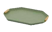 A rectangular serving tray with an octagonal shape and light wooden handles on each end, presented on a white background.
