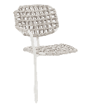 A light grey woven outdoor armchair with a white metal frame is shown against a plain white background.