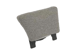 A gray upholstered headrest with a black metal frame is shown against a white background.
